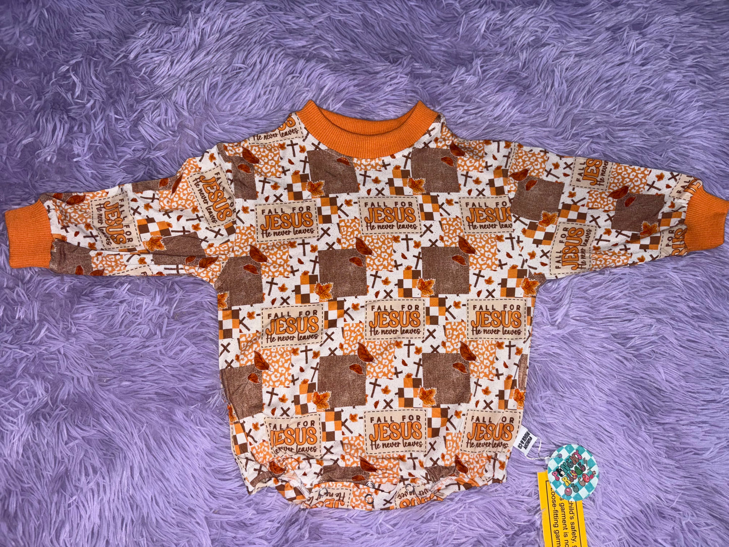 Fall For Jesus He Never Leaves Long Sleeve Bubble