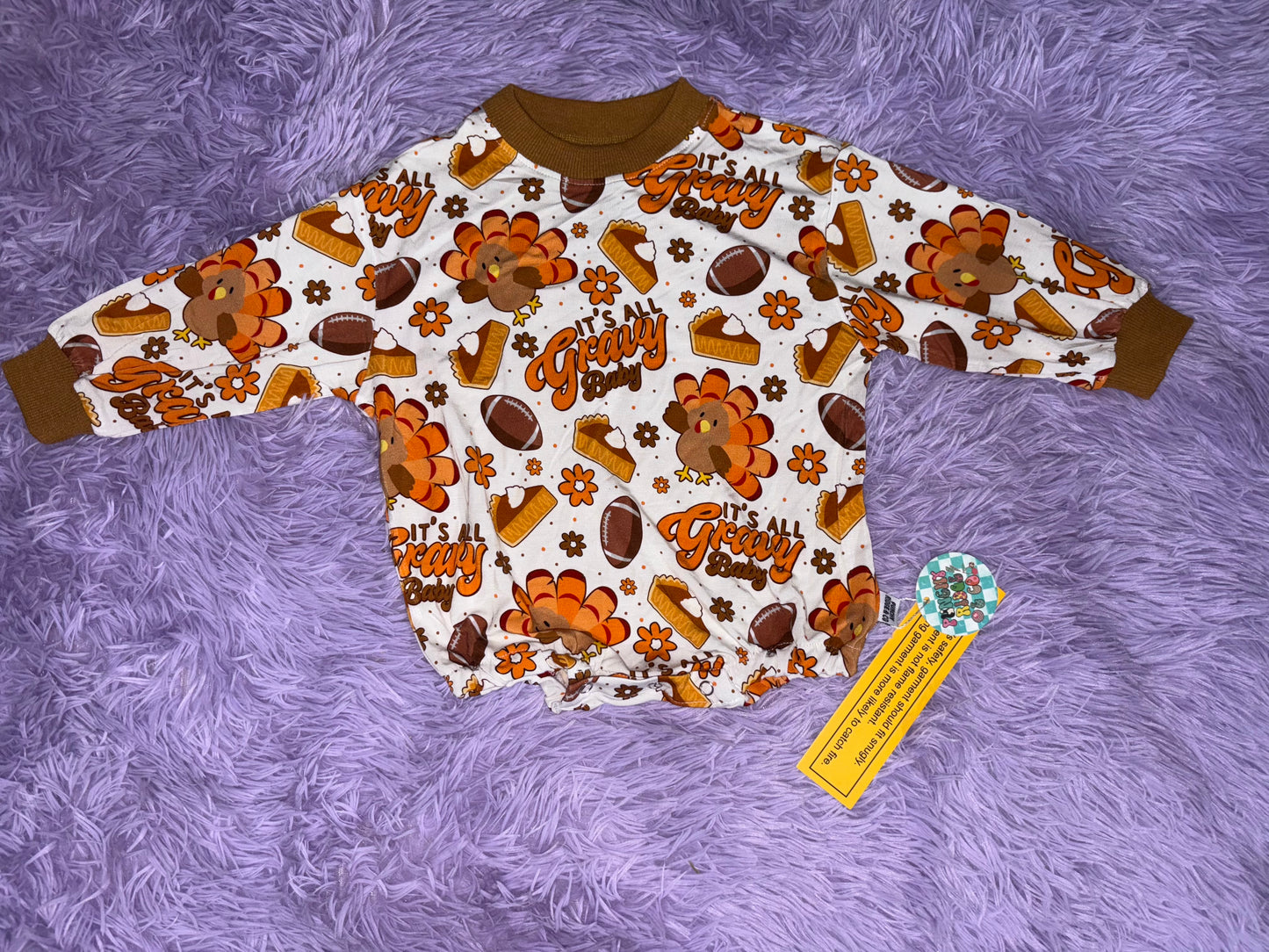 It’s All Gravy Baby Long Sleeve Sweater Romper