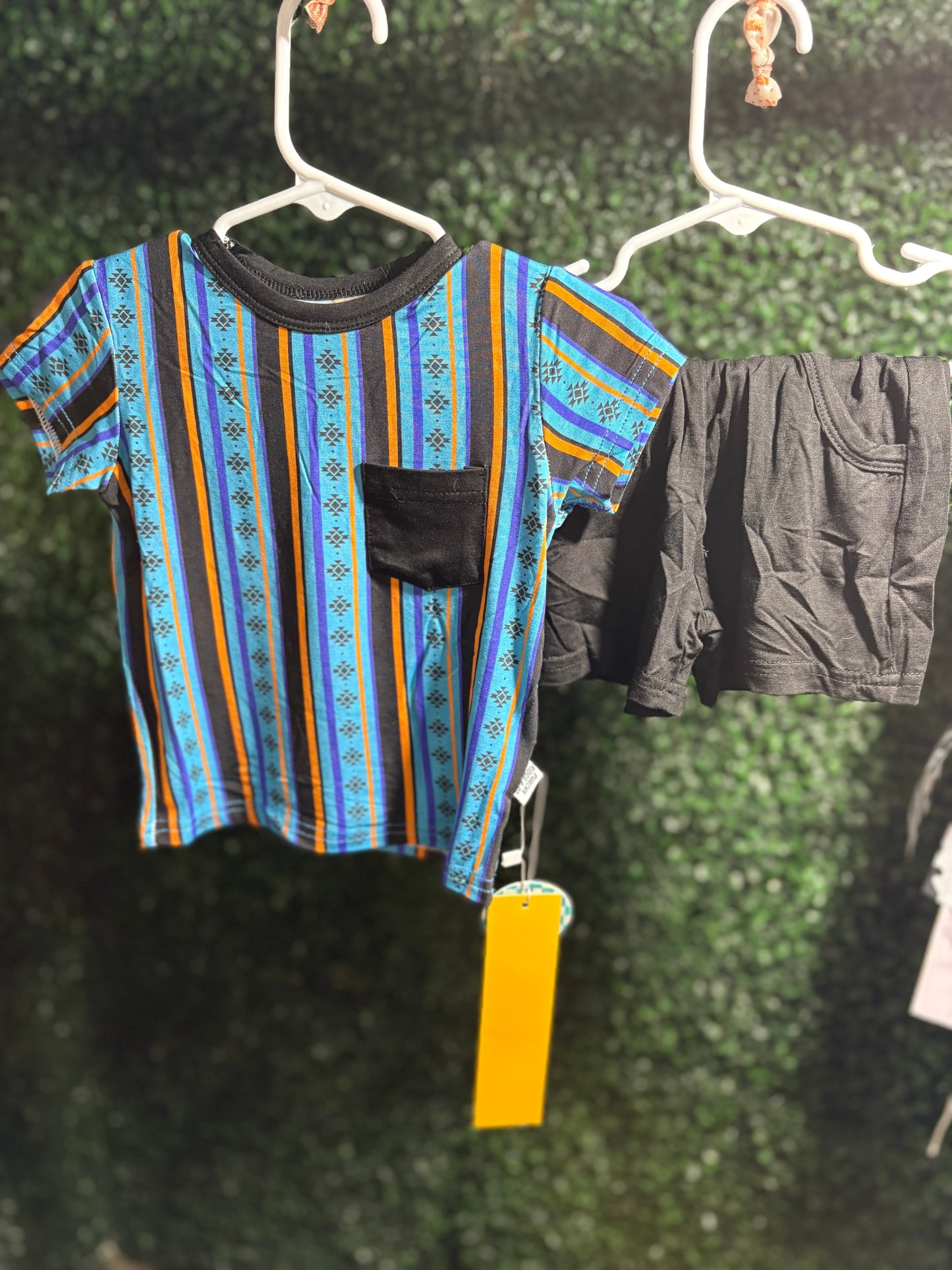 Midnight Aztec Pocket tee/shorts