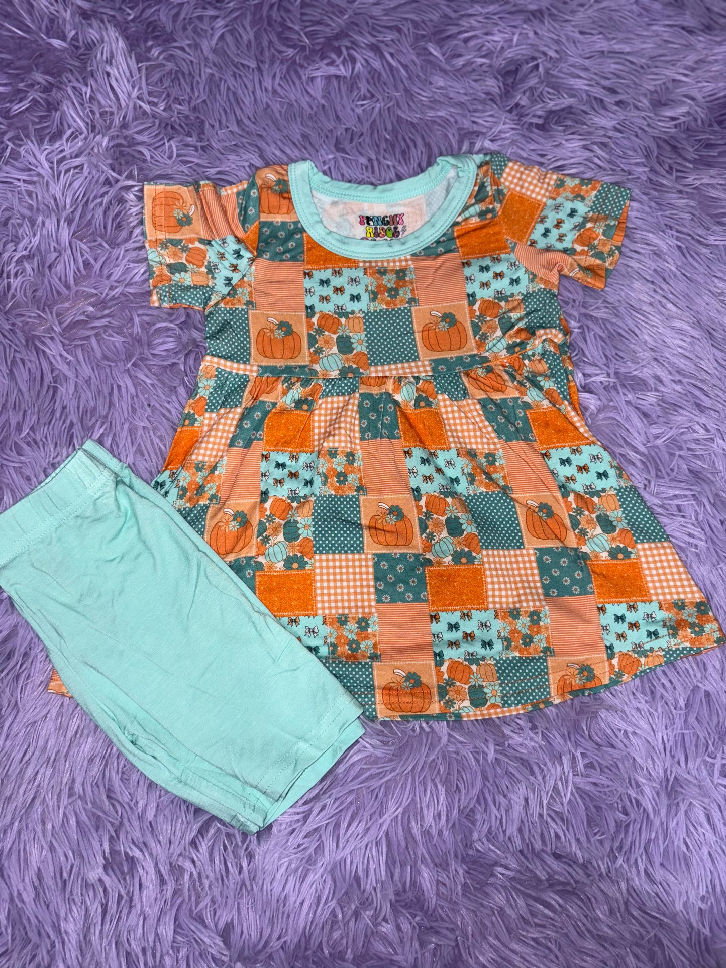 Patchwork Pumpkin Peplum & Biker