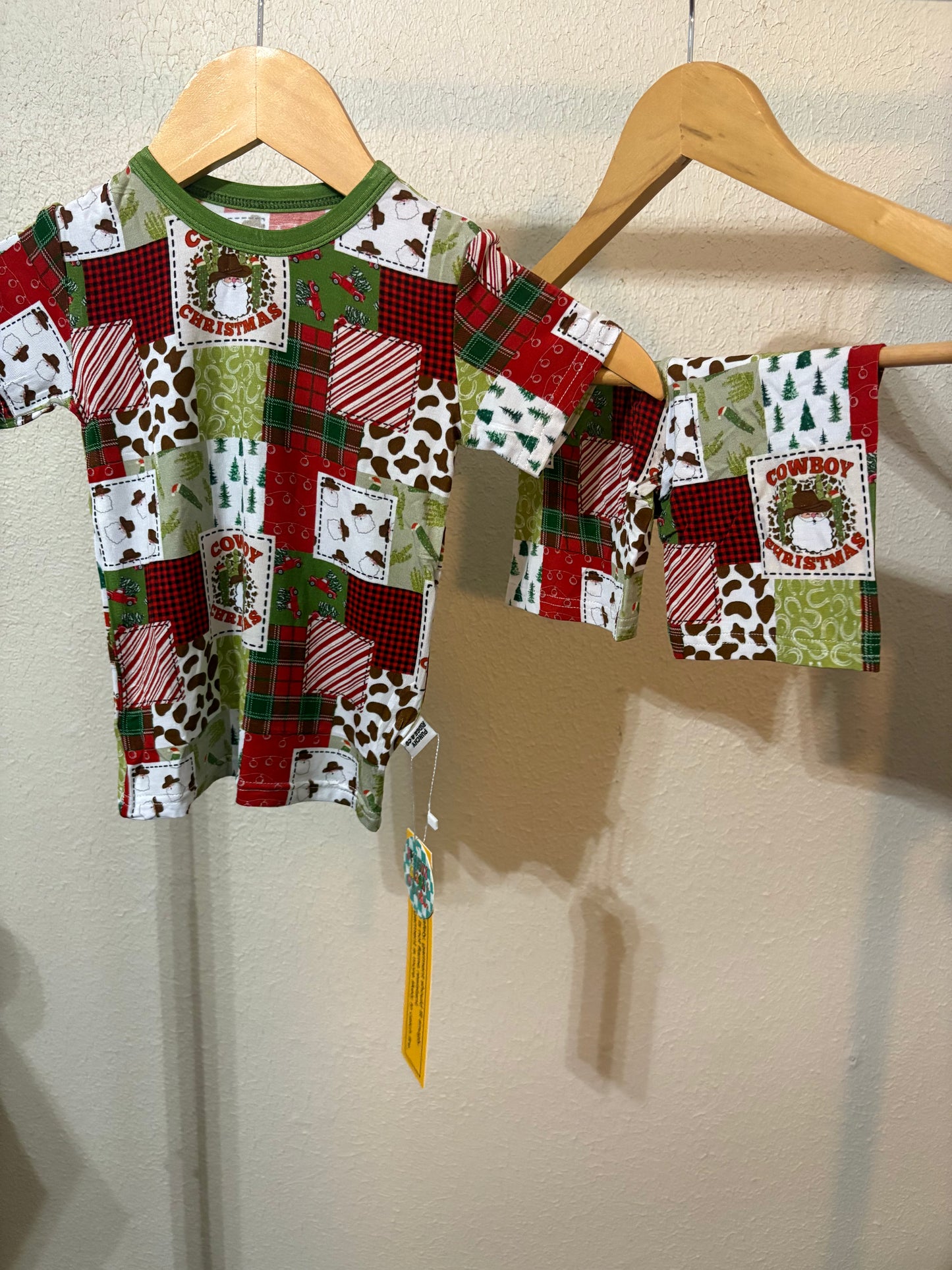 Short sleeve short set cowboy Christmas