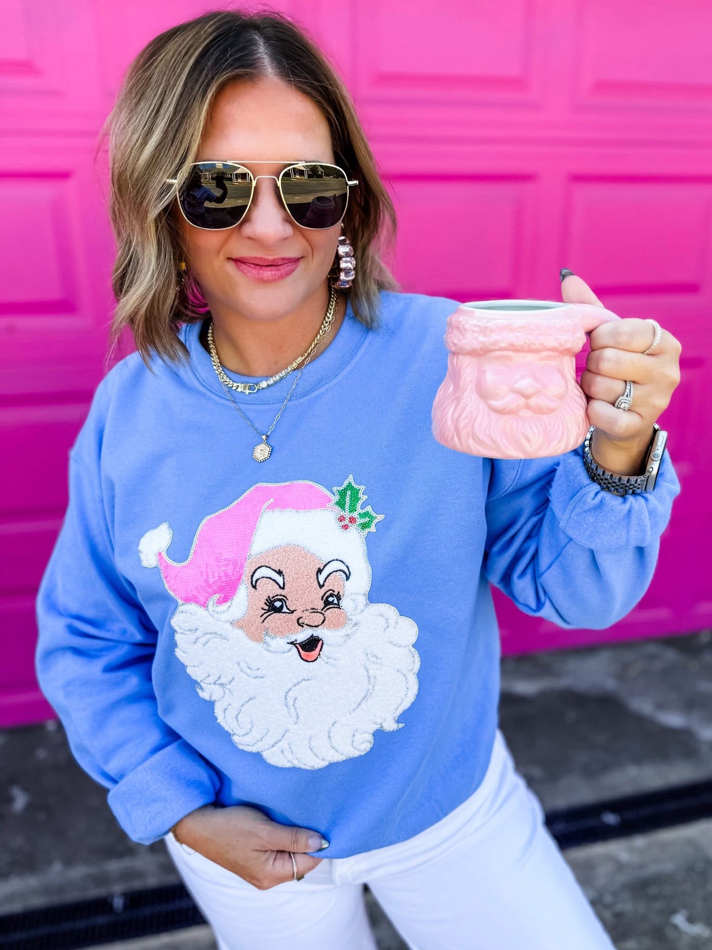 Chenille Patch Santa sweatshirt