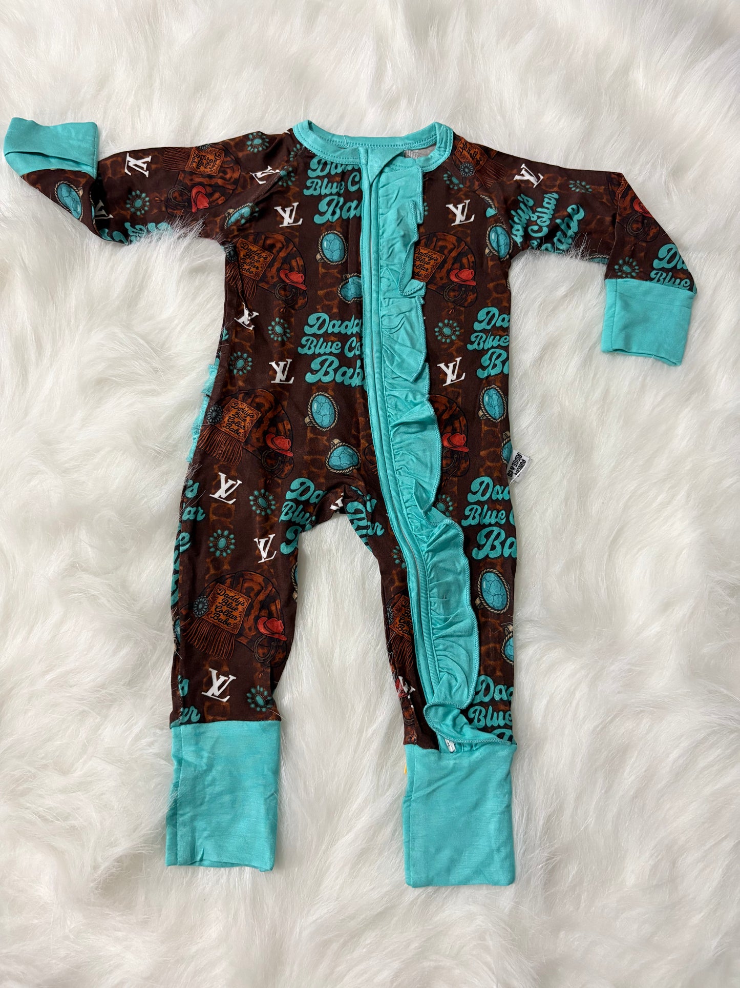 Daddy’s Blue collar Babe Ruffle Zippy