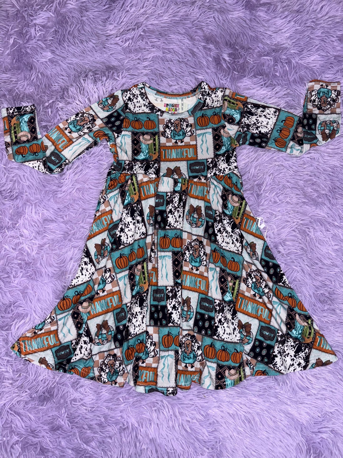 Thankful Long Sleeve Twirl Dress