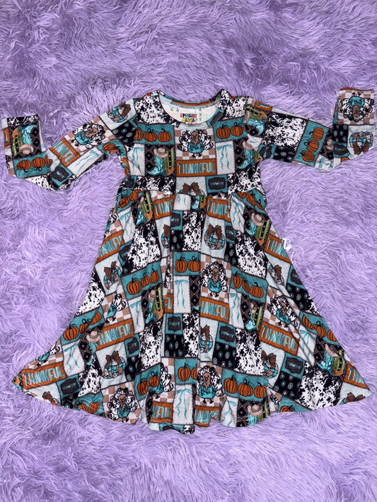 Thankful Long Sleeve Twirl Dress