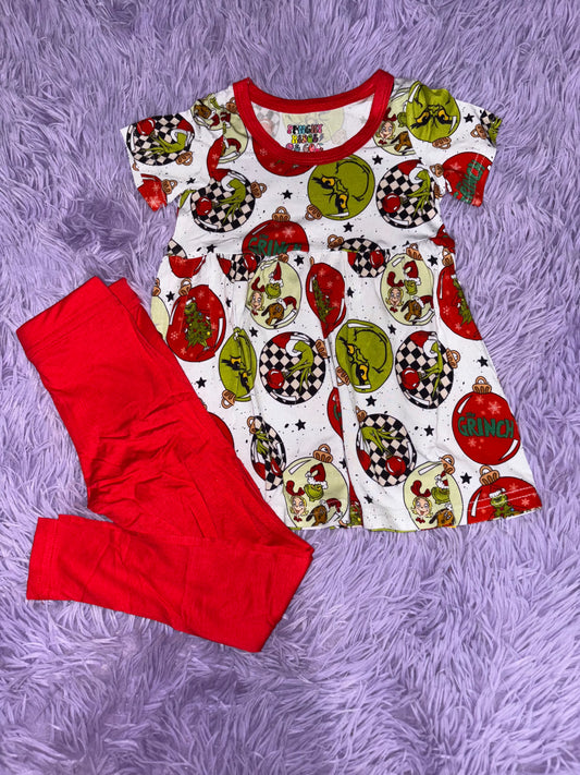 Grinchy Ornaments Peplum & Leggings
