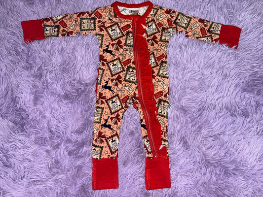 Christmas Stamps Ruffle Zippy