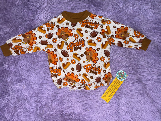 It’s All Gravy Baby Long Sleeve Sweater Romper