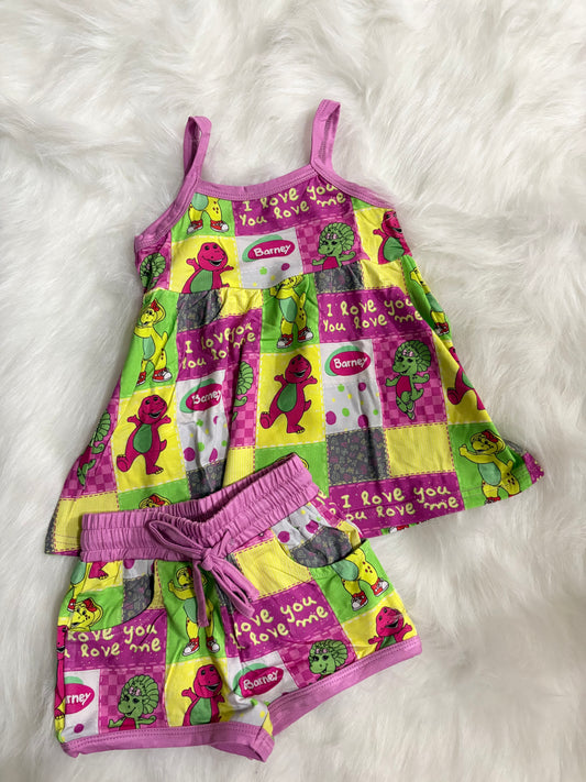 Purple Dino Peplum Tank & Shorts