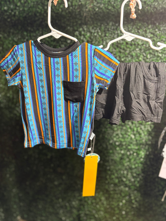 Midnight Aztec Pocket tee/shorts