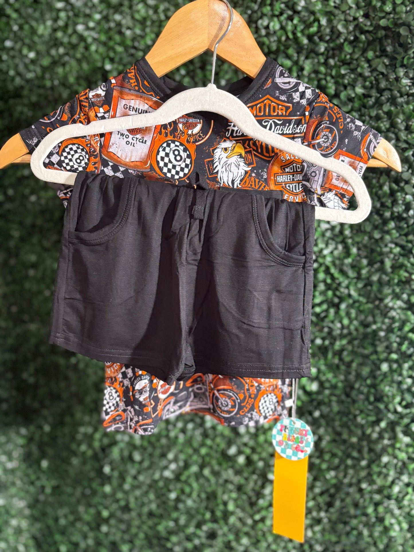Harley Davison pocket tee & shorts RTS