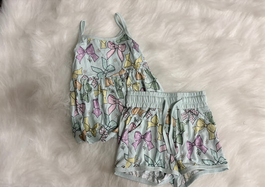Spring Bows Peplum Tank & Shorts Set