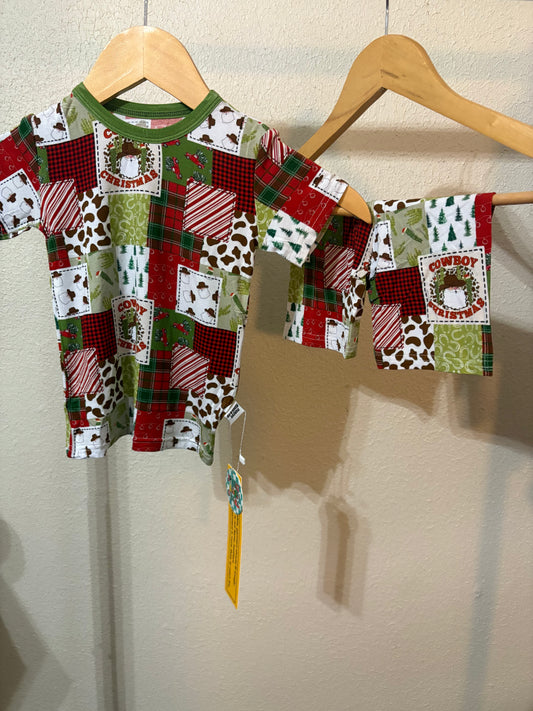 Short sleeve short set cowboy Christmas