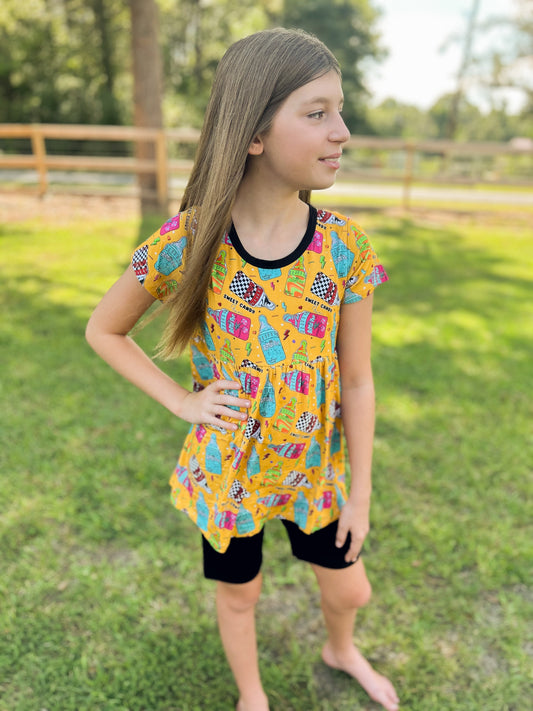 Bottle Pop Peplum & Biker