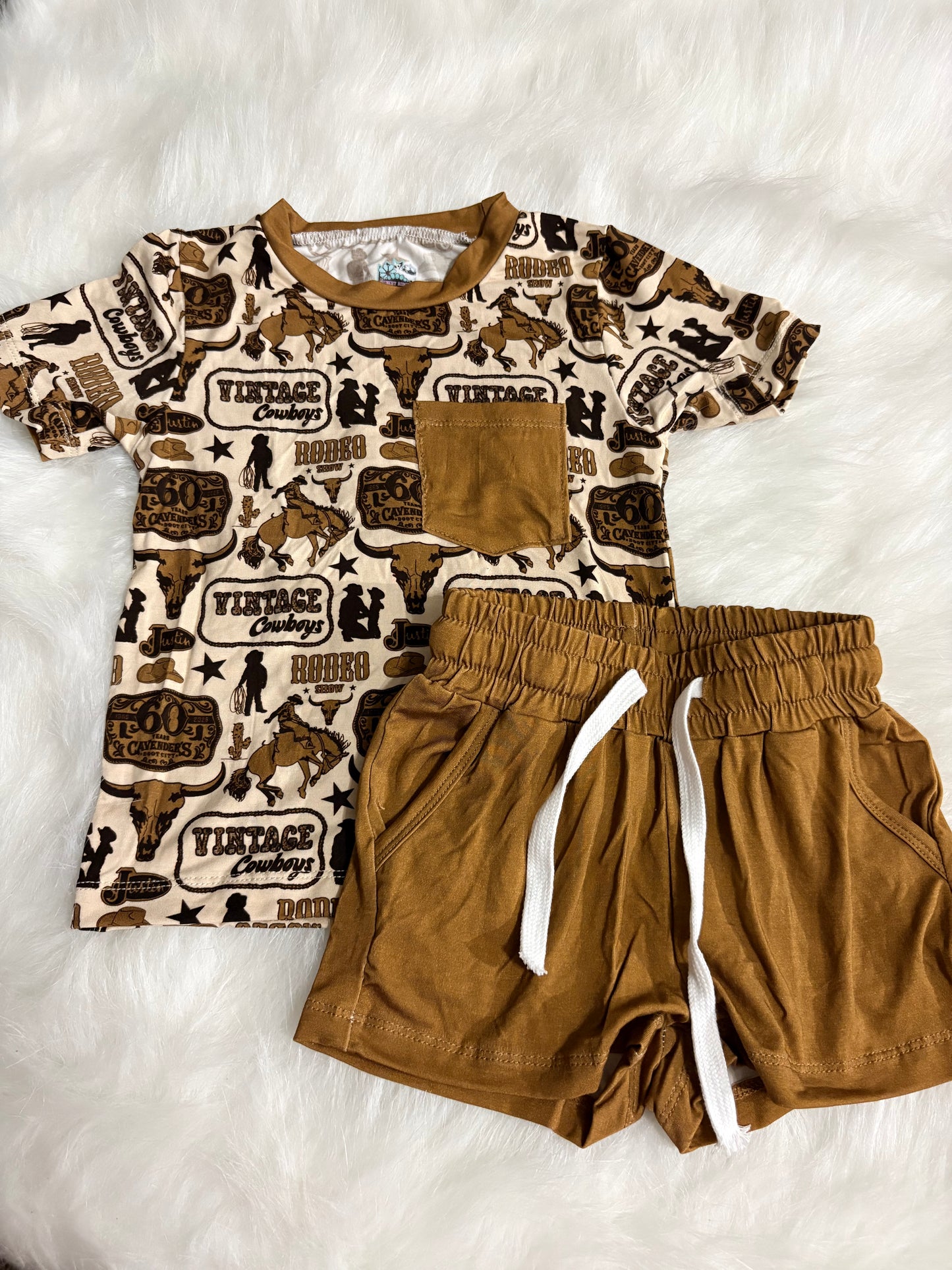 Vintage Cowboy Pocket Tee & Short Set