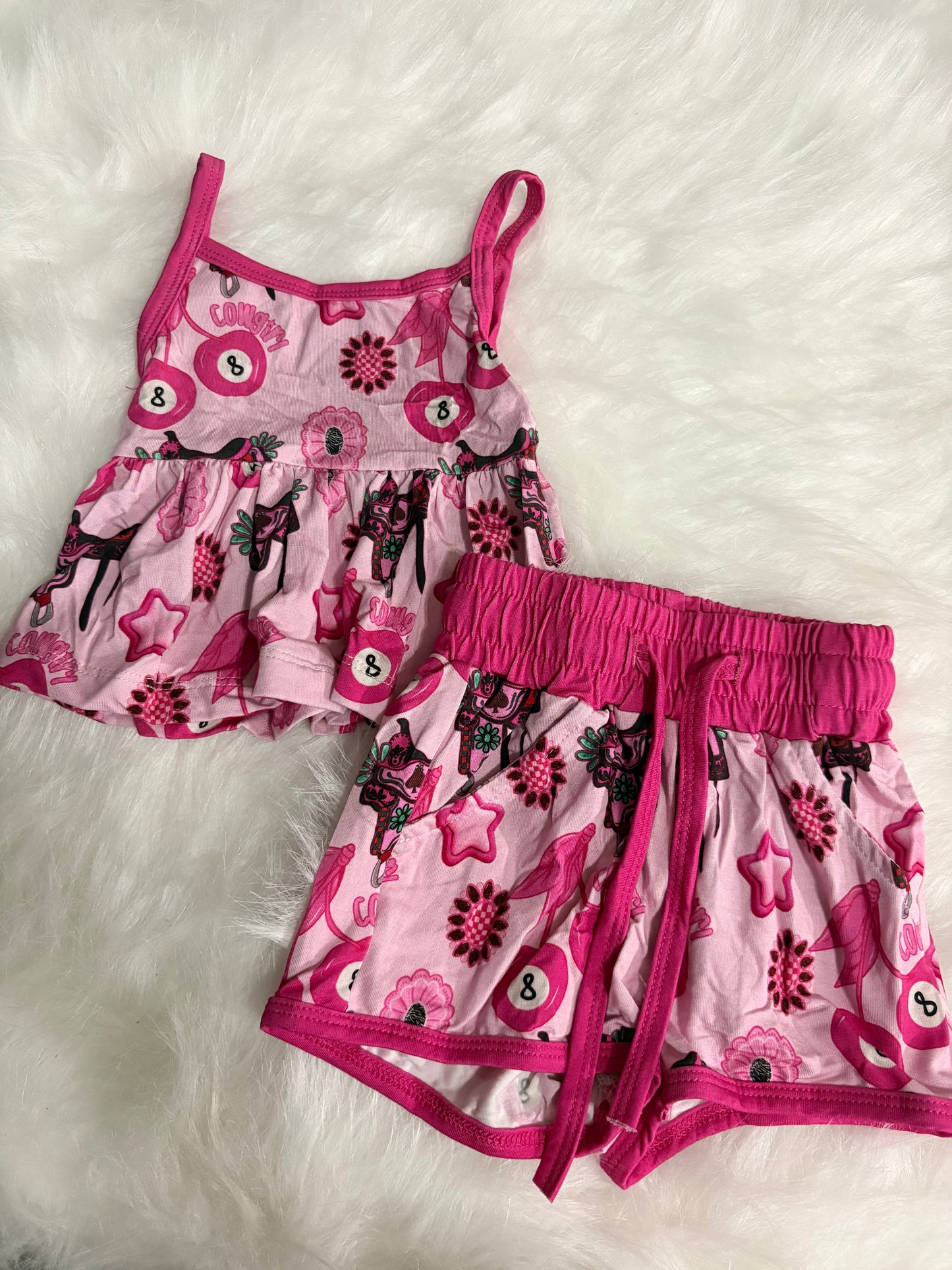 Retro Western Peplum Tank & Shorts