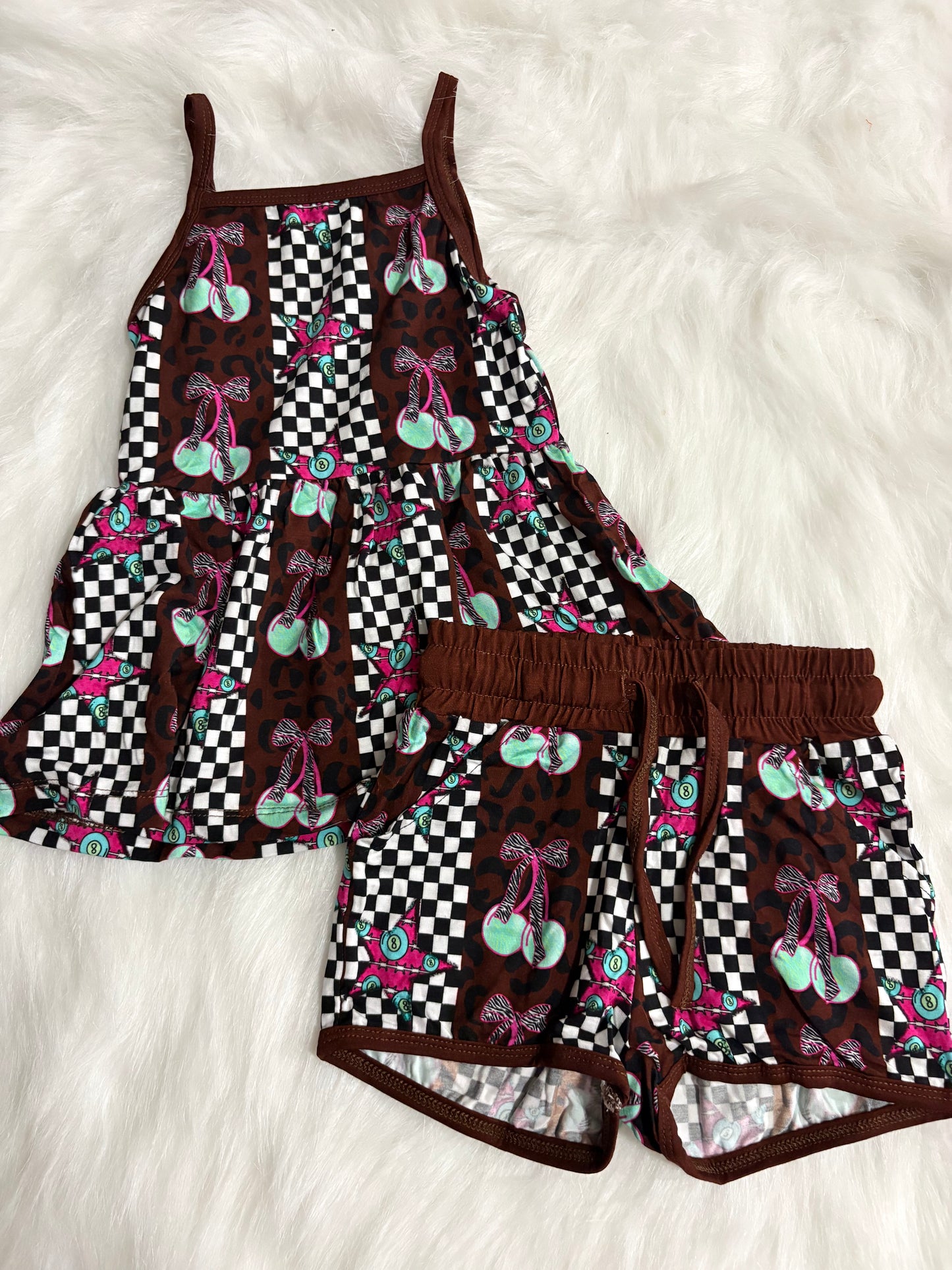 Cherry cute peplum tank & shorts