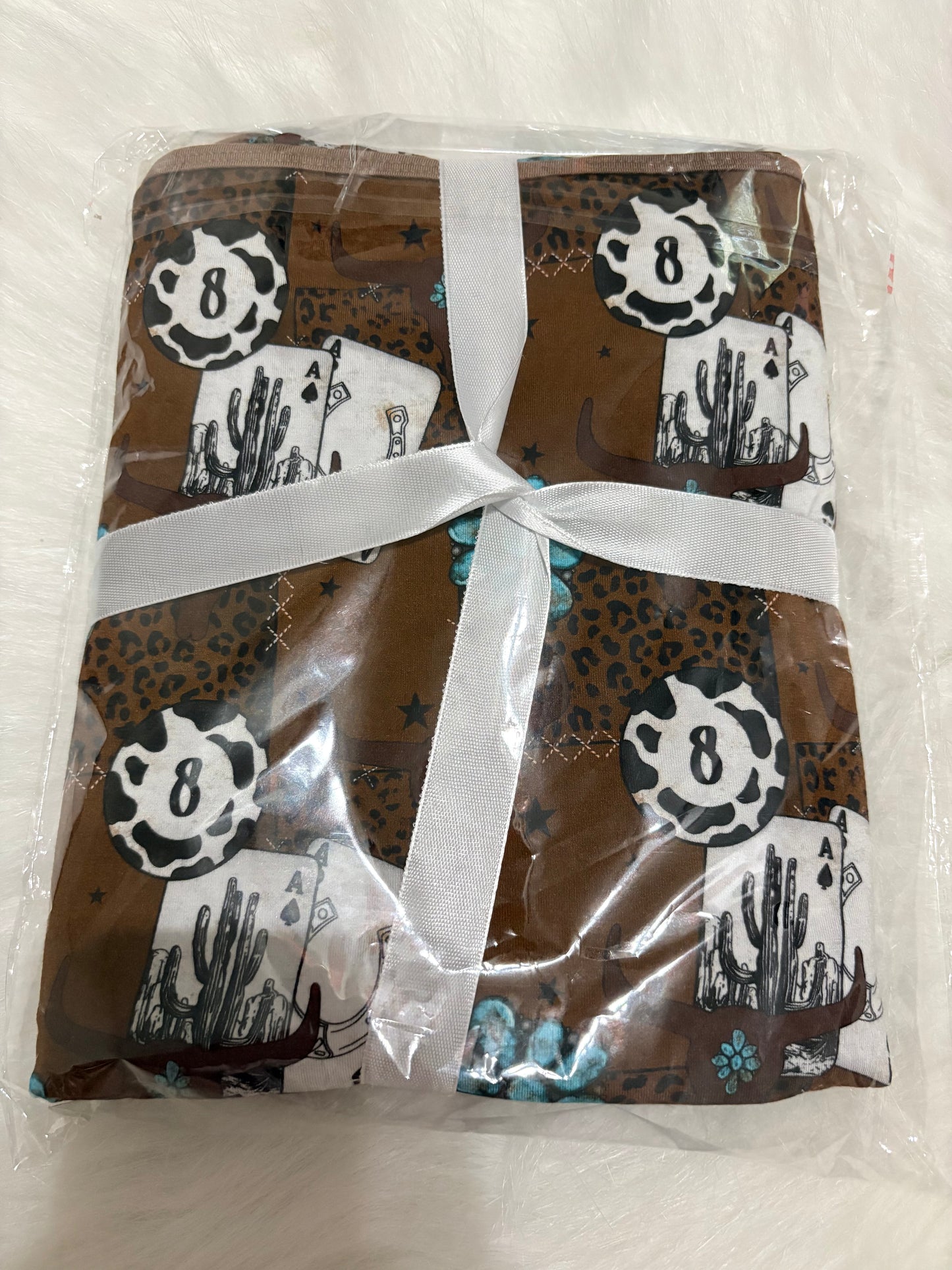Western 8 ball 30x40 bamboo blanket